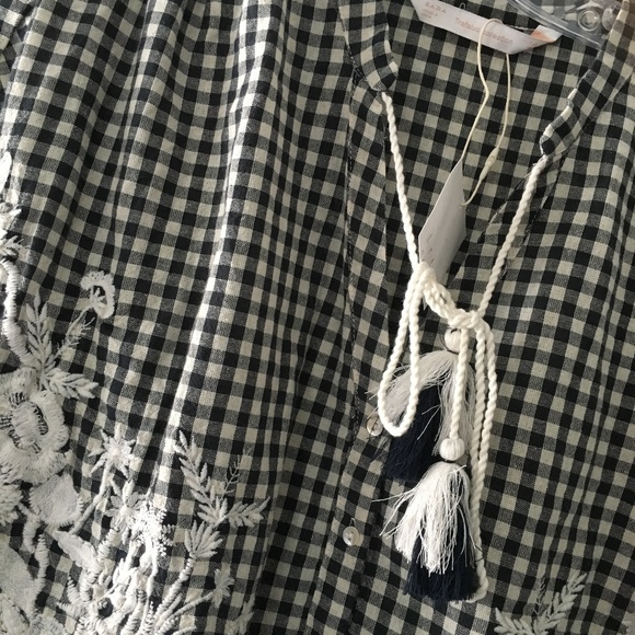 nwt womens ZARA oversized floral checkered top - Picture 4 of 7